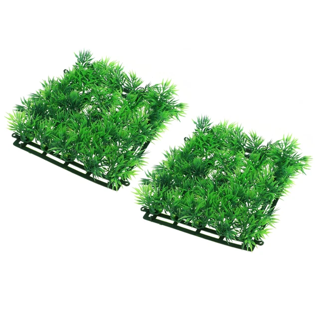 2 Pcs Aquarium Artificial Plastic Grass Lawn for Fish Tank Decor 6.3x5.91 Inch