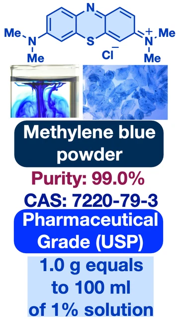 METHYLENE BLUE USP Pharma Grade (powder), 10g, +99.0% (low trace metals ...