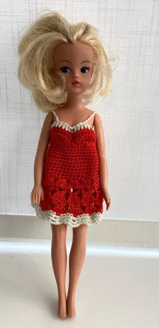 Sindy Barbie doll clothes Christmas Red Party Dress hand crochet UNIQUE