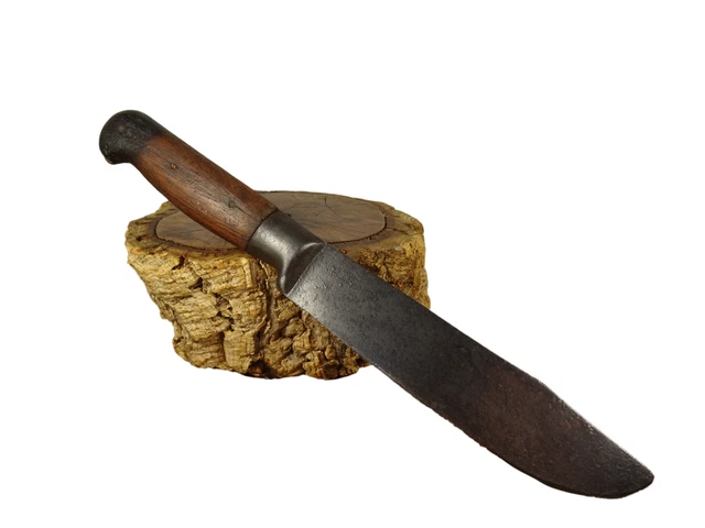 Antique Kitchen Butcher Knife 18Th Century Wood Handle Hand Forged Iron