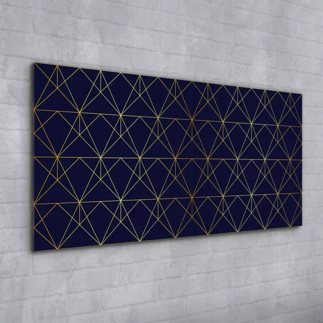Acrylglasbild Wandbild Plexiglas 100x50 Foto Bild Geometrisch golden  blau