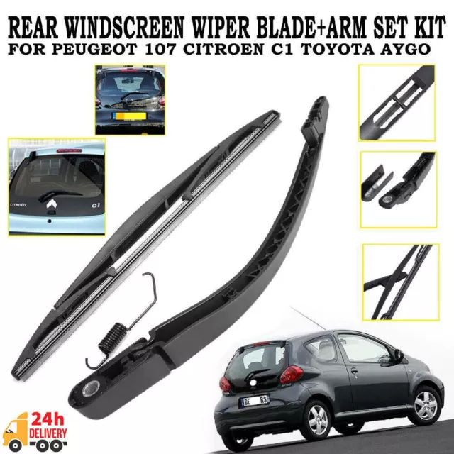 Rear Windscreen Wiper Blade & Arm For Peugeot 107 Citroen C1 Toyota Aygo 2006 -