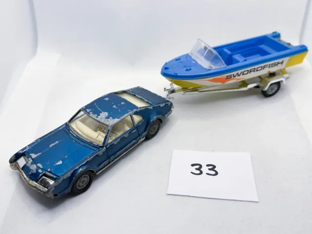 Rare Corgi Toys Gift Set Gs36 Oldsmobile Toronado Swordfish Speedboat Trailer