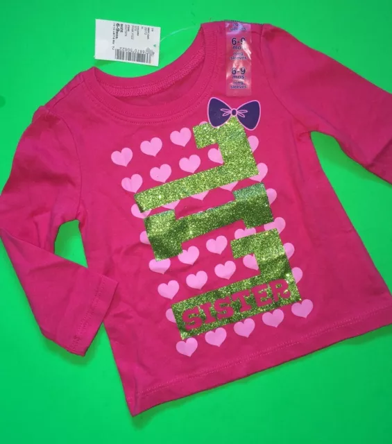 *NEW! "LIL SISTER" Little Baby Girls Shirt 6-9 12 18 24 Months 2T 3T 4T Bow LS ~