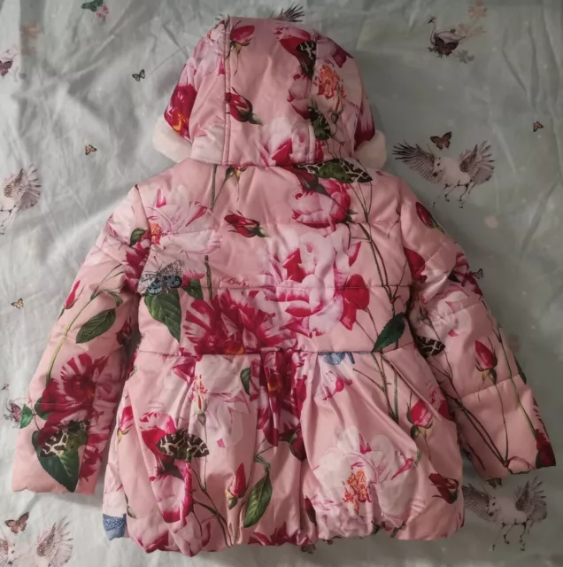 Ted Baker Girl's Floral winter coat size 3-4 years 8
