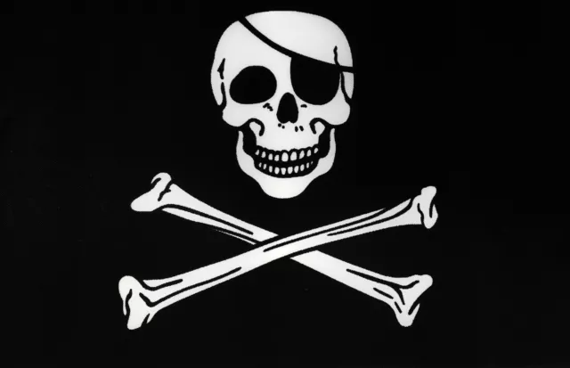 LARGE 5x3FT / HANDHELD JOLLY ROGER PIRATE FLAG Skull Crossbones Camping Boat Kid