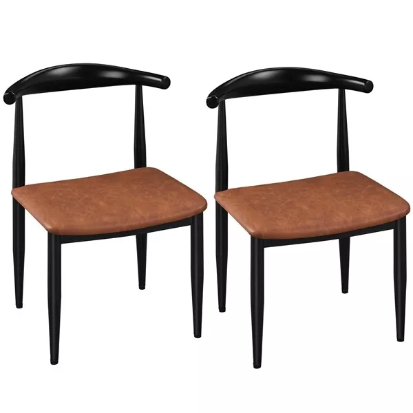 Dining Chairs Set of 2 PU Leather Dining Chairs Armless Chairs with Backrest