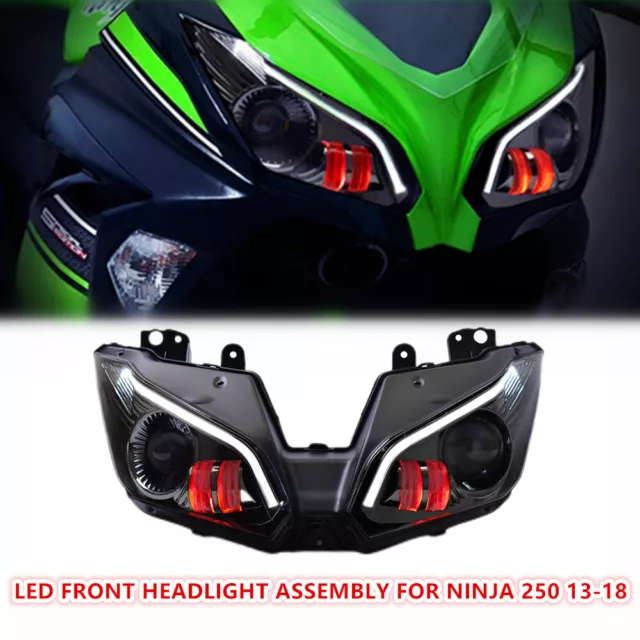 KT Full LED Motorcycle Headlight Assemfor Kawasaki Ninja 250 Ninja 300 2013-2018