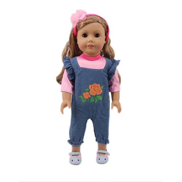 Fashion Outfits For 18inch American Doll Jumpsuit Rose Headband for 43cm Dolls