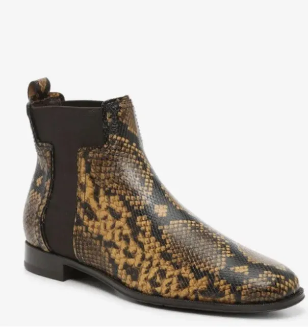 TODS CHELSEA ANKLE Boots Brown Leather Snakeskin Print Women’s Size 38 ...