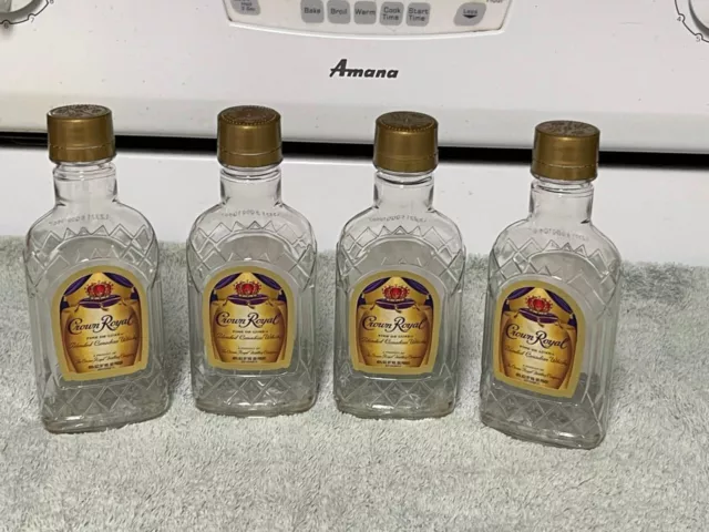 Lot Of (4) Crown Royal Blended Canadian Whiskey 200 Ml Plastic Bottles