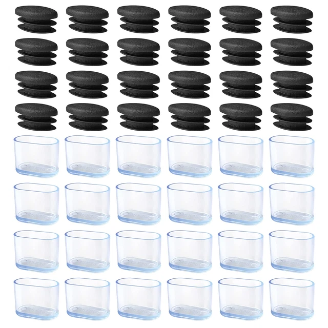 32 Tappi Rettangolari Per Gambe Della Sedia, In Silicone Trasparente Per Gambe Della Sedia Con Feltro Avvolto Feltrini Per Sedie Coprisedia Per Pavimenti In Legno Duro Misura 20 26 Mm - Foto 5