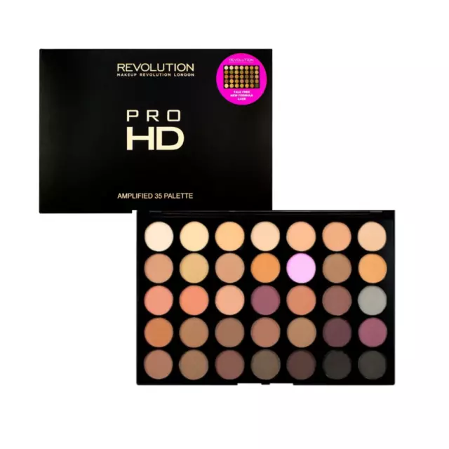 Paleta de sombras de ojos de maquillaje Revolution PRO HD AMPLIFICADO 35 colores neutros cálidos