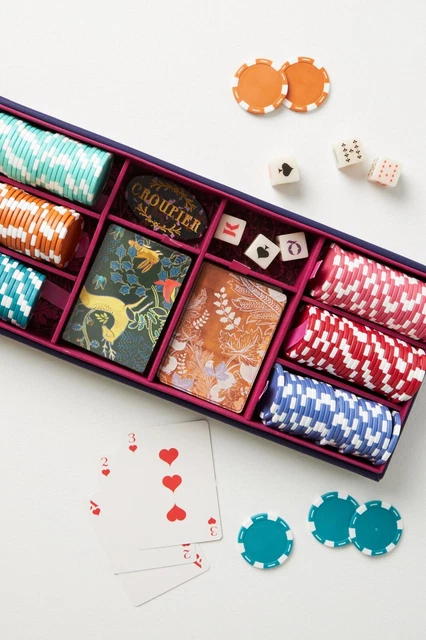 Anthropologie Poker Box Set Dealer Chips Boho Game Night NEW