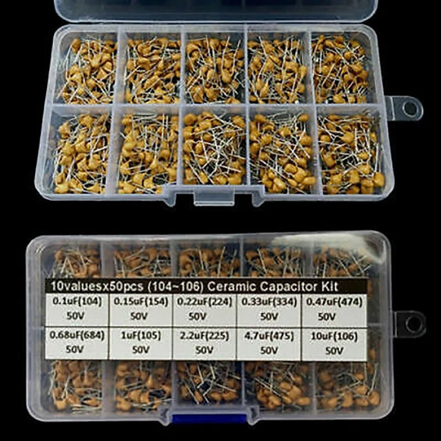 0,1uF~10uF Condensatore Ceramica 104-106 50 Volt 500pz Assortito Elettrico
