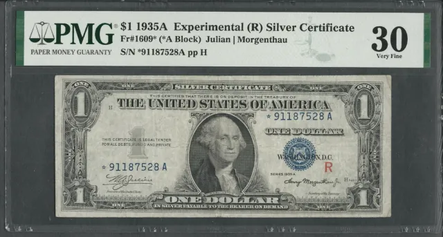 Fr. 1609 star 1935A $1  Experimental Silver Certificate PMG VF 30