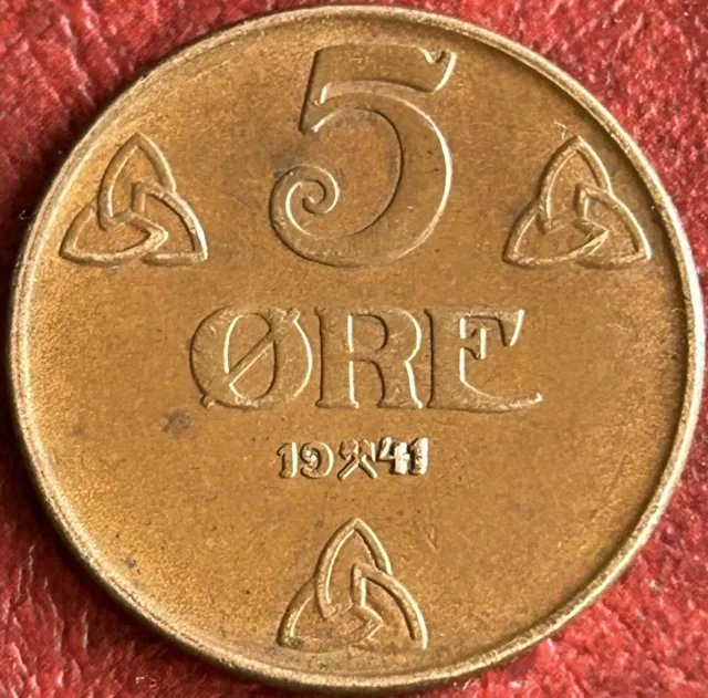 Norway - 5 Ore Bronze Coin - 1941 (GY47)