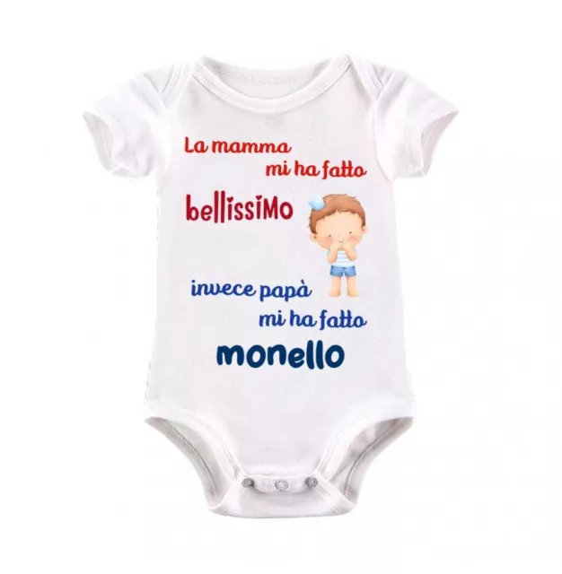 BODY COTONE 100% Mamma Mi Ha Fatto Bellissimo Papà Monello TUTINA REGALO NASCITA