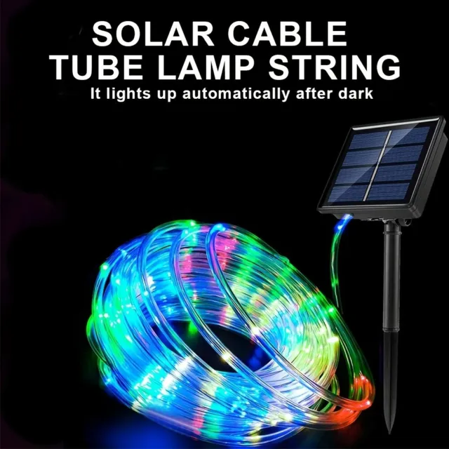 72ft Solar 200 LED Rope Lights, 8 Mode LED Lights, Waterproof, Garden, Christmas