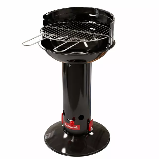 Babecook Barbecue à Charbon de Bois Rond , Colonne Noir, Support D=41,1 CM H =