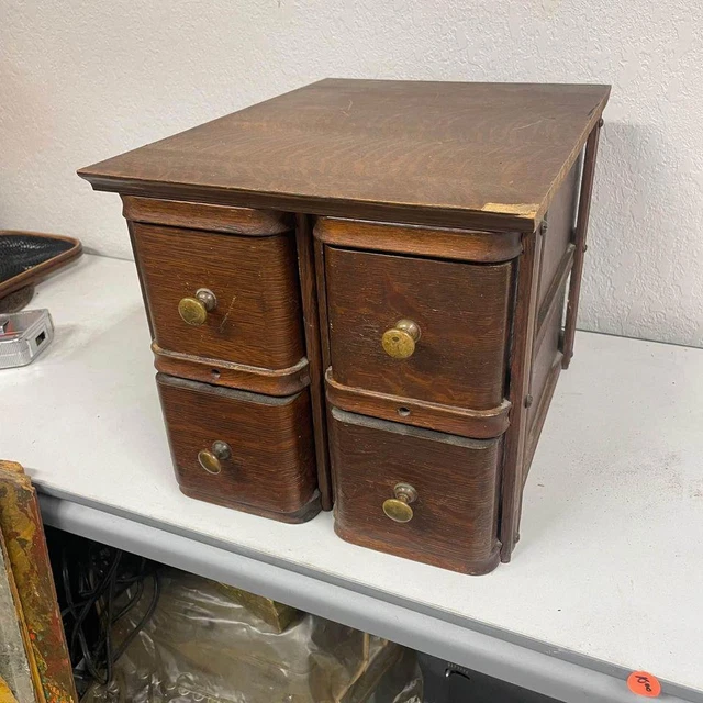 Vintage Solid Wood 4 Drawer Antique Sewing Drawers Home Decor Table Piece Singer