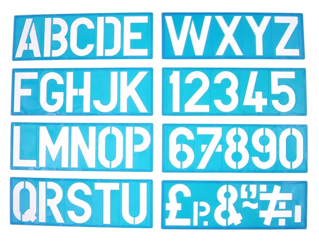Nakleo 100mm Lettering Stencil – Modern Sans Alphabet & Numbers 0-9, Plastic