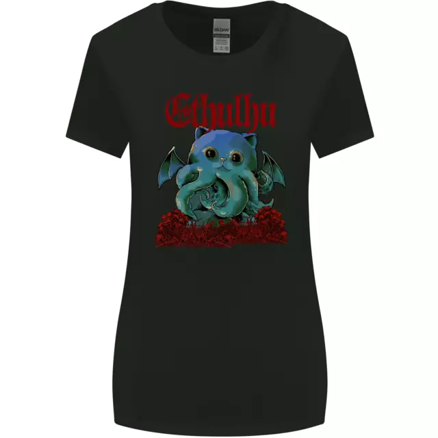 Cathulhu Funny Cat Cthulhu Parody Kraken Womens Wider Cut T-Shirt