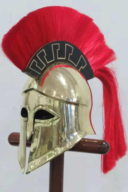 Medieval Greek Helmet Wearable Brass Corinthian Helmet W/Plume Armor Costume