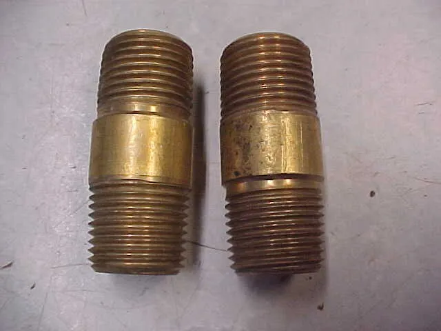 2 New 1/2" NPT x 2” Male Red Brass Pipe Nipple Threaded Air water Gas Fuel