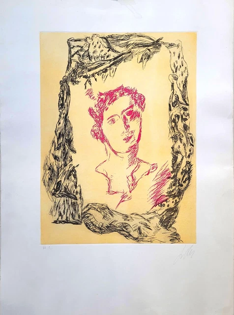 Bellissima e storica incisione in 3 colori di Sandro Chia cm 67x90 - 1991