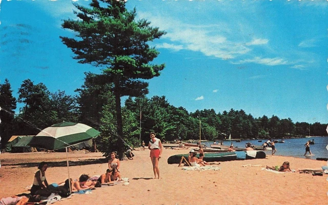 Postcard Bathing Beach Sebago Lake State Park Maine