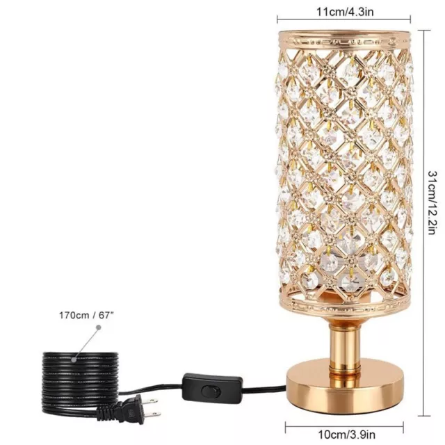 Modern Crystal bedside Table and Desk Lamp beautiful Silver bright