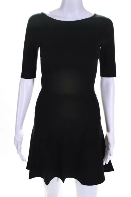Club Monaco Womens Solid Short Sleeve Knit Mini A-Line Dress Black Size XS