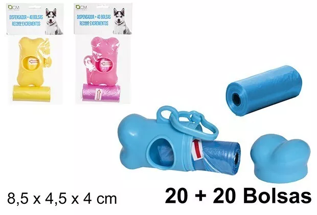 Distributeur ramasse déjection canine crotte Os + 1 recharge 20 sacs