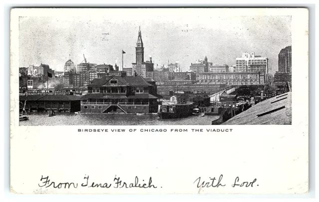 c1906 Postcard Birdseye View Of Chicago From The Viaduct Illinois IL