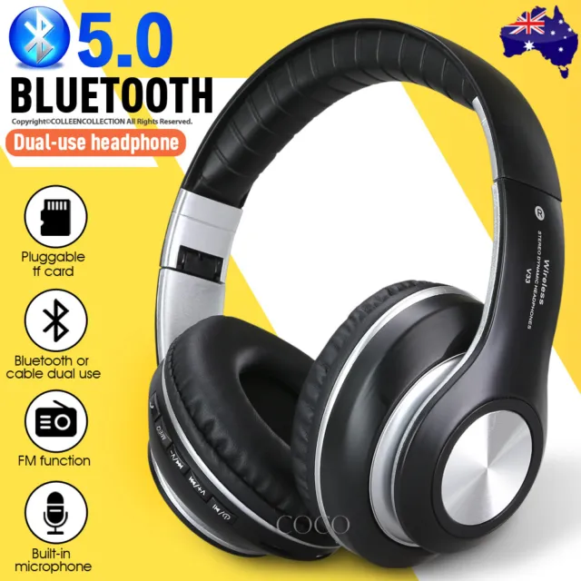 Wireless Headphones Bluetooth Earphones Headset Rechargeable with Mic AU Stock