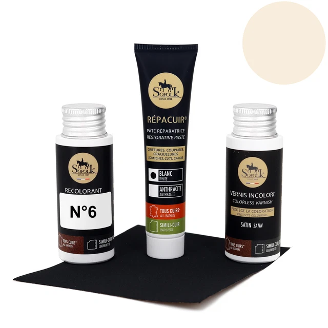 Kit Rénovation Cuir/Simili-Cuir Siège auto, Canapé - 6-BLANC CASSE