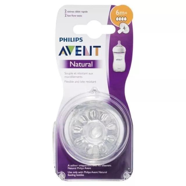 Avent Natural Fast Flow Teats 6month+ 2 Pack