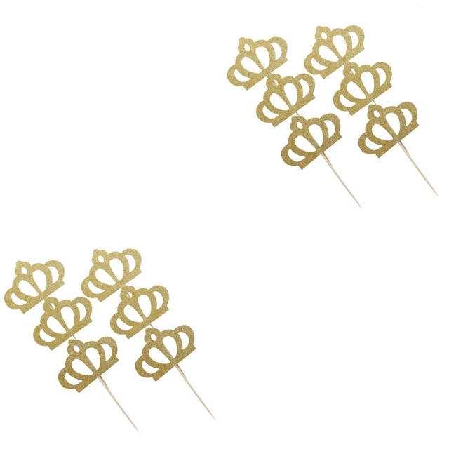 72 piezas corona cupcake topper decorativo tiara cupcake selecciones signos para fiesta