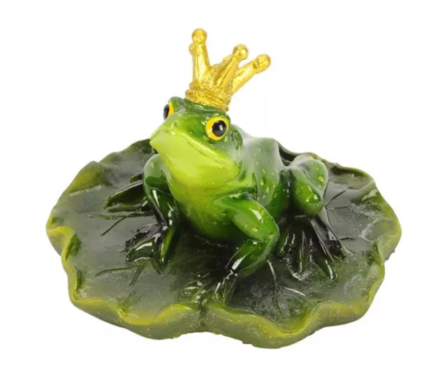 Frosch König auf Blatt D:13,5 cm grün schwimmend als Teich Deko - Deko Garten