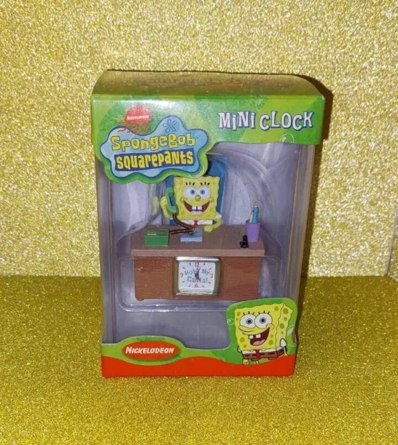 Spongebob Squarepants Clock Mini Desk Rare Nickelodeon 2003 Hold My Calls Phone