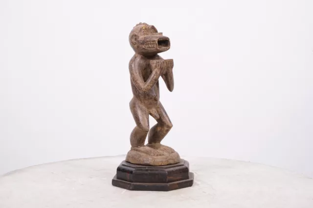 Baule Mbra Gberke Monkey Statue on Base 11" - Ivory Coast