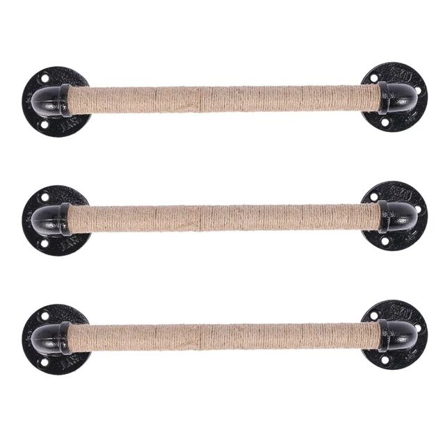 3Xe Barn Sliding Wooden Door Handles Black Antique Wrought Iron Rope Handle H4J1