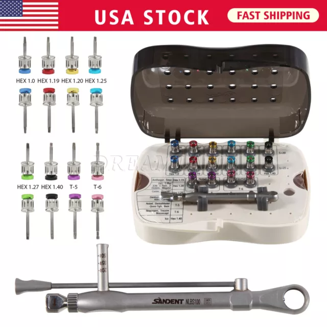 Manual Dental Implant Universal Prosthetic Kit Torque Wrench 16 Screwdrivers