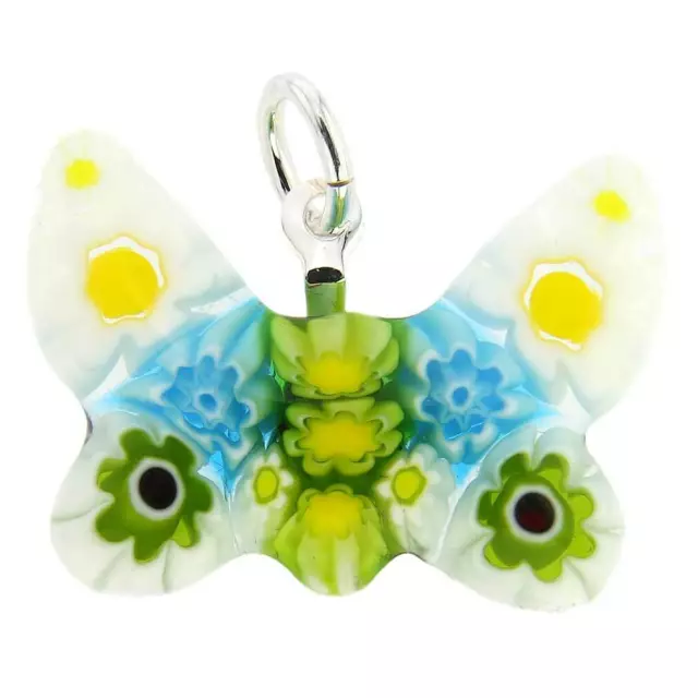 GlassOfVenice Murano Glass Millefiori Small Butterfly Pendant