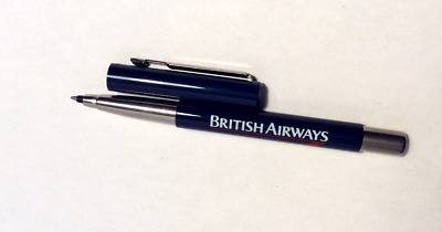 Vintage British Airways Parker Pen Roller ball Blue in case. Aircraft BA