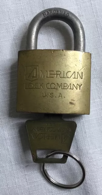 Vintage American Lock Company Hardened Steel Ball Padlock USA with 1 Box Key