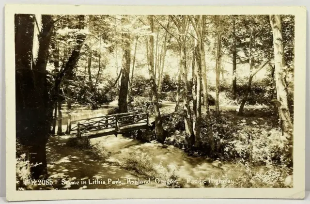 1940s RPPC Scene in Lithia Park Ashland Oregon Pacific Highway Vintage Postcard