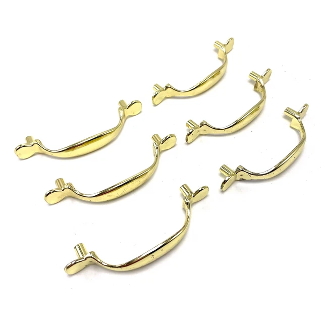 6 Vtg Salvaged Gold Tone Drawer Pulls Cabinet Handles-Centers: 3 in. (76 mm)
