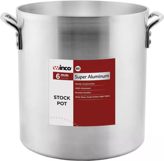 Winco USA Super Aluminum Stock Pot, Extra Heavy Weight, 16 16 Quart, Metallic